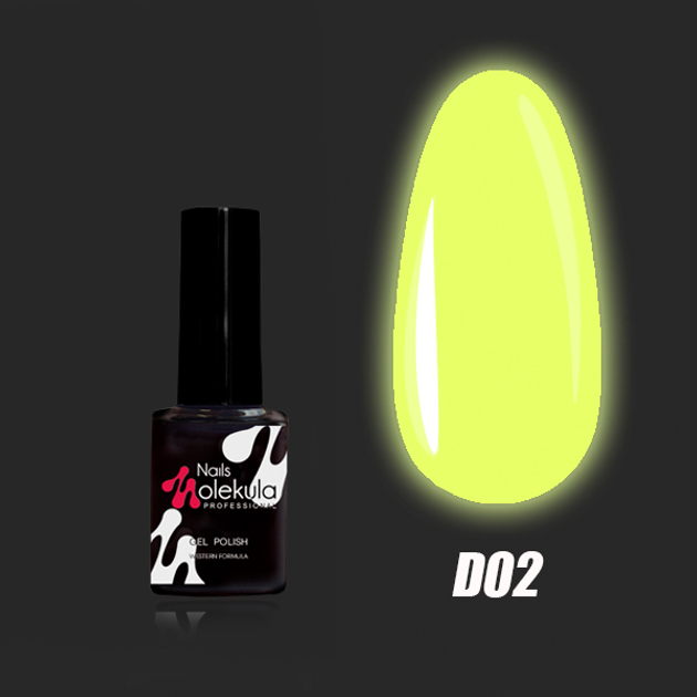 Гель-лак для ногтей Molekula Disco New Formula №D02 Желто-лаймовый ...