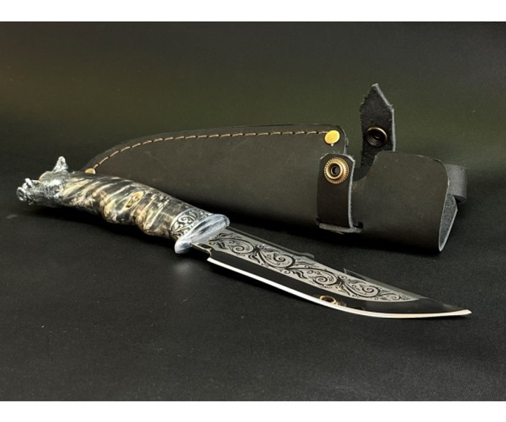 Охотничий нож MASTERKRAMI "Кабан" сталь 40х13 мельхиор - изображение 2