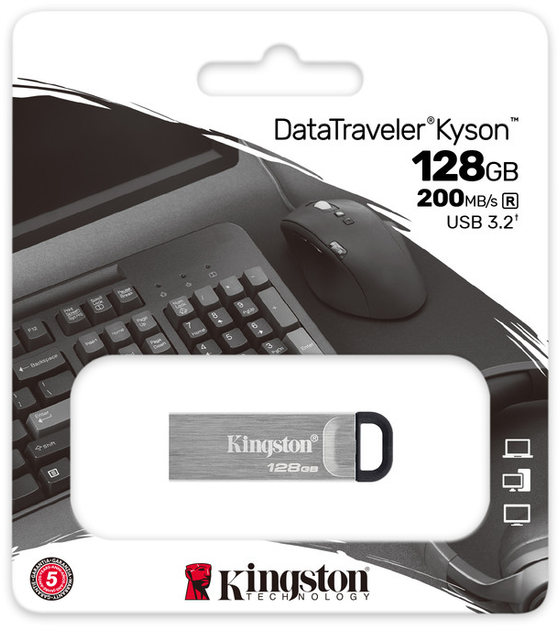 Kingston DataTraveler Kyson 128GB USB 3.2 Silver/Black (DTKN/128GB) - зображення 4