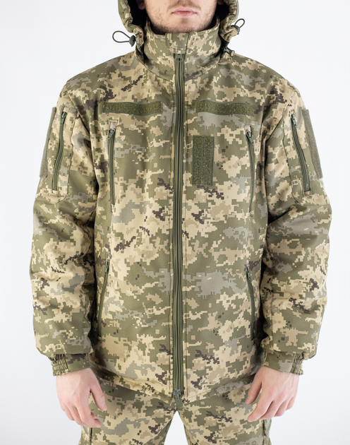 Военная зимняя куртка пиксель ММ-14 ВСУ (Softshell+пух), XL - изображение 1