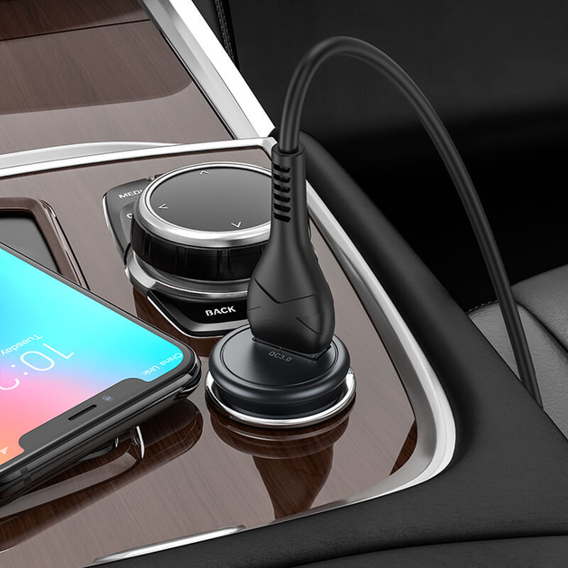 Автомобильная зарядка с быстрой зарядкой QC3.0 + MicroUSB кабель HOCO Z43 |1USB, 3A, QC, 18W| Серый - изображение 8