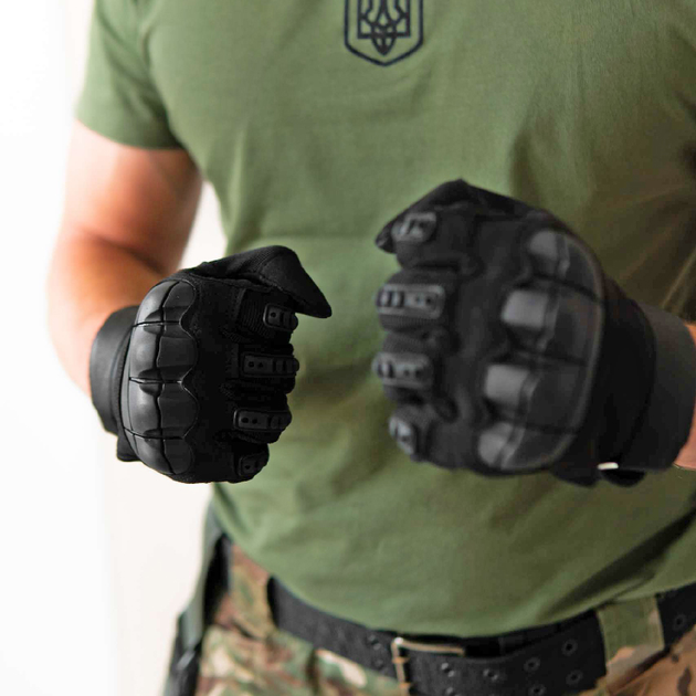 Тактические перчатки беспалые с накладкой черные 2107b L - изображение 2