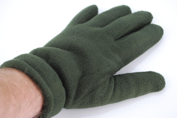Перчатки мужские тёплые спортивные тактические флисовые на меху зелёные 9093_14_Olive - изображение 1