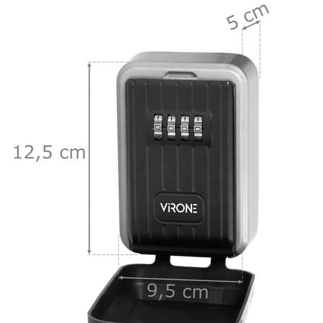 Сейф для ключів VIRONE з механічним кодом 12,5 х 9,5 х 5 см model KL-2 (10921828483) Чорний - Фото 2 Сейф для ключів VIRONE з механічним кодом 12,5 х 9,5 х 5 см model KL-2 (10921828483) Чорний - изображение 2