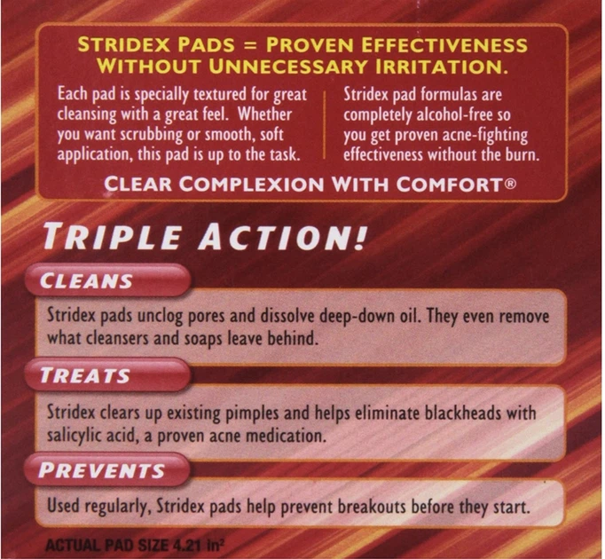 Лікування акне (угрів) очищувальні диски Stridex Single-Step Acne Control Maximum Salicylic Acid 2%, 0% Alcohol 55 шт - зображення 5
