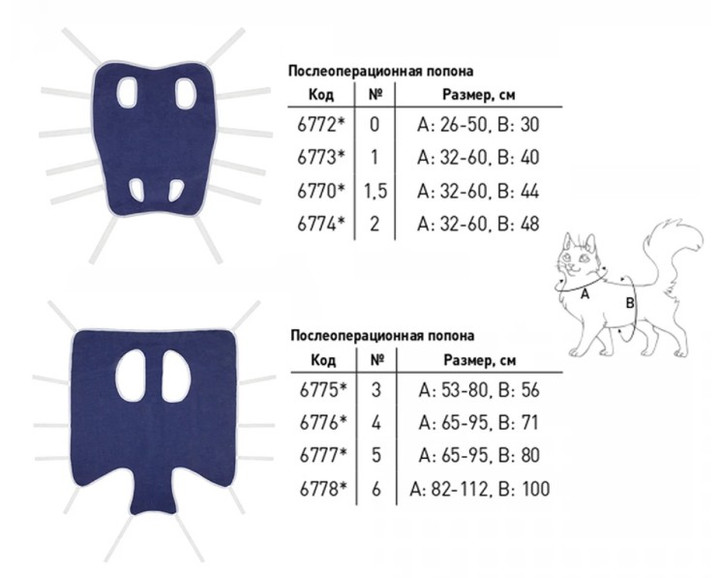 Послеоперационная попона для кошек и собак