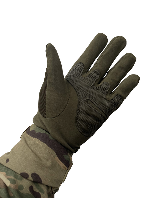 Тактичні рукавиці з пальцями та накладками Олива M - зображення 2