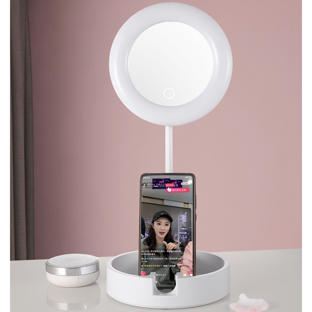 Косметичне дзеркало з підсвічуванням HMD Mirror 16 см LED лампа 3 режими світла, сенсорне керування, USB Білий - Фото 14 Косметичне дзеркало з підсвічуванням HMD Mirror 16 см LED лампа 3 режими світла, сенсорне керування, USB Білий - зображення 14