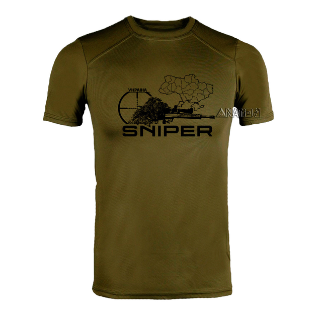 Футболка CoolMax SNIPERS UKR колір олива XL - зображення 1