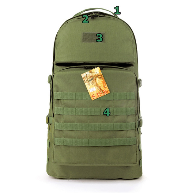 Тактичний військовий туристичний супер-міцний рюкзак 5.15.b 60 літрів олива. - зображення 2