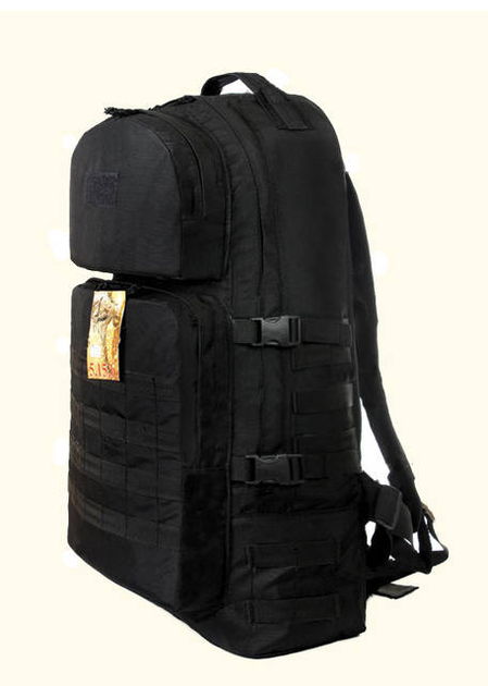Тактический армейский туристический крепкий рюкзак 5.15.b 60 литров Черный. - изображение 1