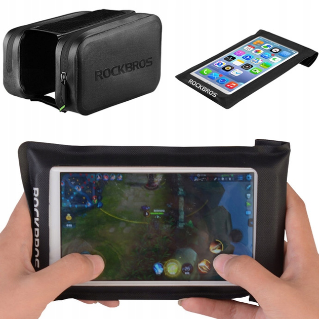 Водонепроникна сумка з тримачем для телефону RockBros AS-006BK 17,5 x 15 x 11,5 см (5904538091972) чорний - Фото 5 Водонепроникна сумка з тримачем для телефону RockBros AS-006BK 17,5 x 15 x 11,5 см (5904538091972) чорний - зображення 5