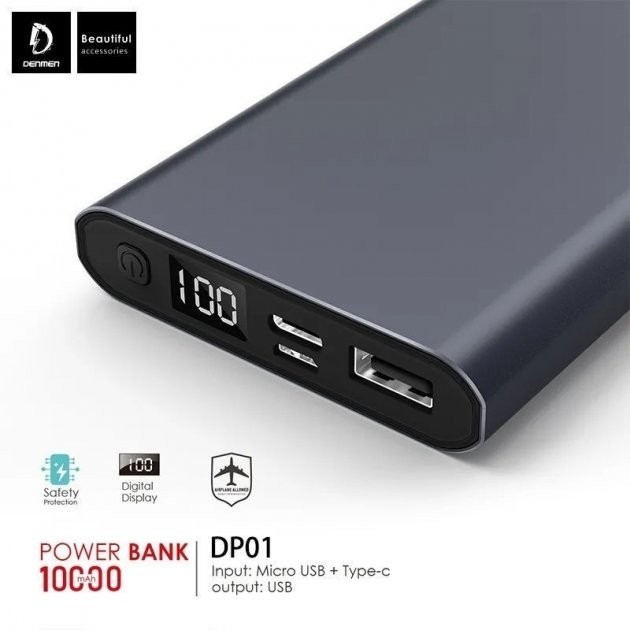 УМБ зовнішній акумулятор Powerbank Denmen Dp 01 портативний зарядний пристрій повер банк 4221