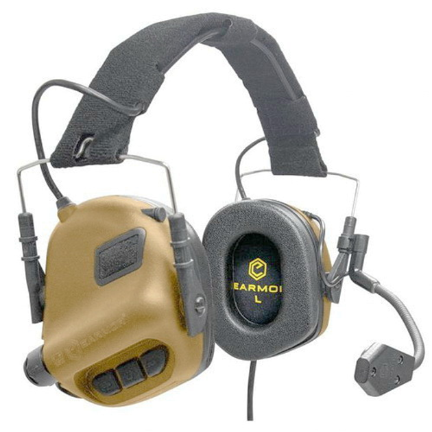 Активні навушники тактичні з мікрофоном гарнітурою Opsmen Earmor M32 Койот Brown (150230) - зображення 1