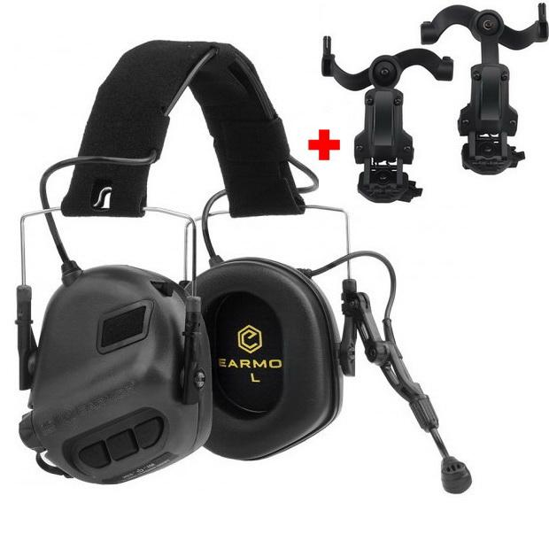 Активные наушники с микрофоном Earmor M32 Черный + Premium крепление на каску шлем (150213) - изображение 1