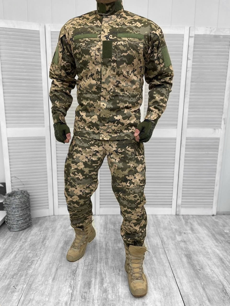 Тактическая военная форма комплект Уставной ГОСТ ( Китель + Штаны ), Камуфляж: Пиксель ВСУ, Размер: M - изображение 1