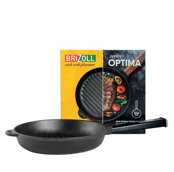 Сковорідка-гриль Brizoll Optima Black 24 см чавунна (O2440G-P1) - изображение 2
