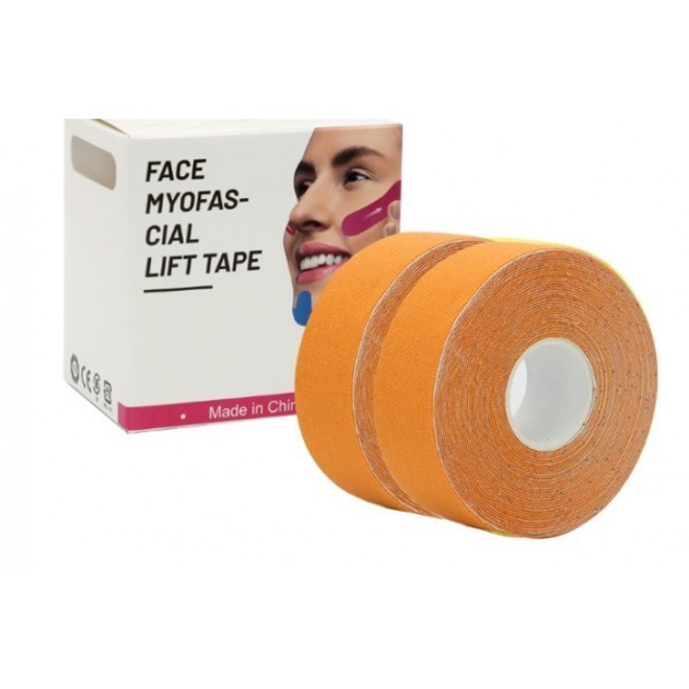 Тейп Кінезіо 2,5 см, кінезіологічна стрічка для обличчя, Kinesiology Tape, 2,5 см, упаковка 2 шт, Оранжевий - зображення 1