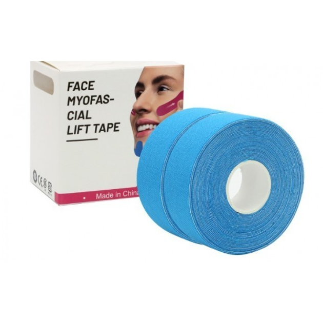Тейп Кінезіо 2,5 см, кінезіологічна стрічка для обличчя, Kinesiology Tape, 2,5 см, упаковка 2 шт, Голубий - зображення 1