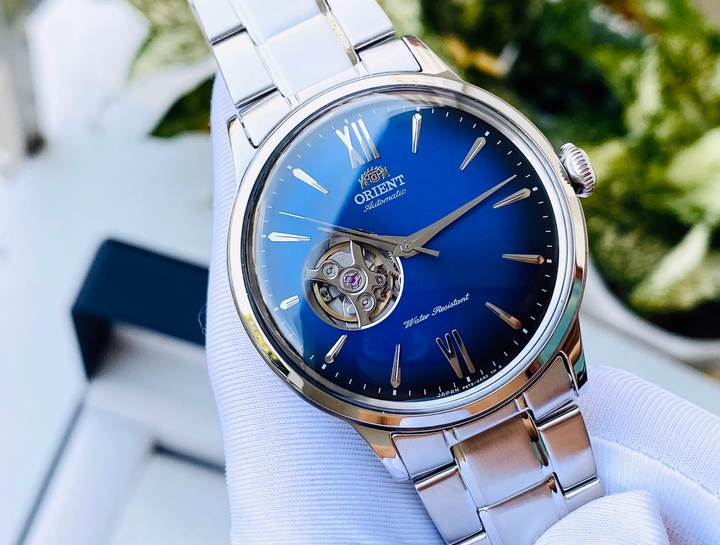 Чоловічий наручний годинник-скелетон Orient RA-AG0028L10B Срібло\Синій - зображення 4