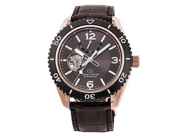 Чоловічий годинник-скелетон Orient RE-AT0103Y00B Золото\Коричневий - зображення 2