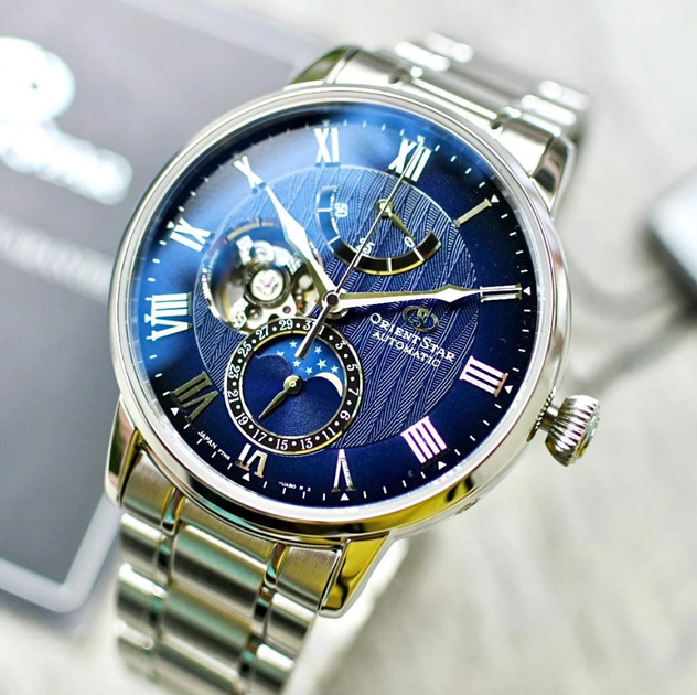 Чоловічий наручний годинник із сапфіровим склом Orient RE-AY0103L00B Срібло\Синій - зображення 9