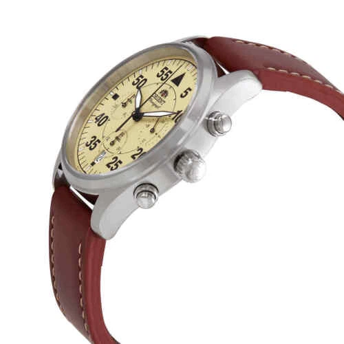 Чоловічий оригінальний наручний годинник Orient RA-KV0503Y10B Срібло\Коричневий - зображення 5