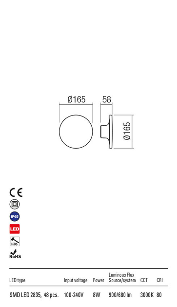 Бра вуличний AURA AP LED 8W IP65 DG 3000K (5.1.2) Redo(Ro) 90369 - зображення 3