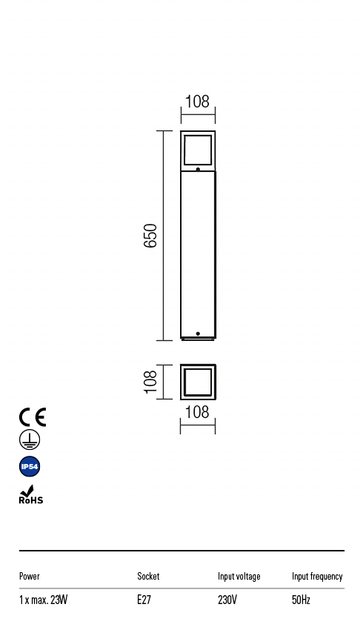 Стовпчик BRICK ST65 E27 1X23W IP54 R (4.1.2) Redo 9645 - изображение 3