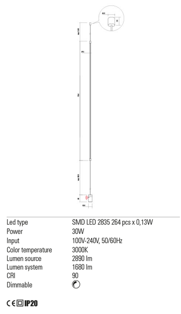 Люстра/торшер Redo ACROBAT SU/LAMP LED 34W 3000K (4.1.2) 01-2284 - зображення 3
