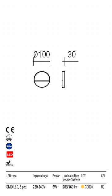 Бра вуличний EVEN AP SM LED SMD 3W IP54 DG 3000K (RO) (5.1.2) Redo 9149 - зображення 3