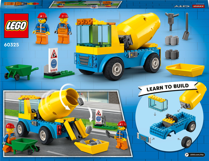 Конструктор LEGO City Вантажівка-бетонозмішувач 85 деталей (60325) - зображення 6