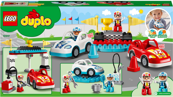 Zestaw klocków LEGO DUPLO Samochody wyścigowe 44 elementy (10947) - obraz 12