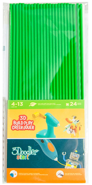 Набір стрижнів для 3D-ручки 3Doodler Start Зелений 24 шт (3DS-ECO07-GREEN-24) - зображення 1