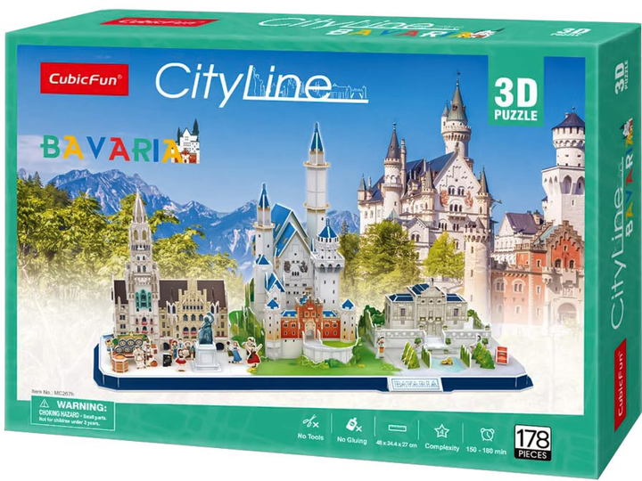 Konstruktor puzzli 3D CubicFun City Line Bavaria (MC267h) (6944588202675) - obraz 1
