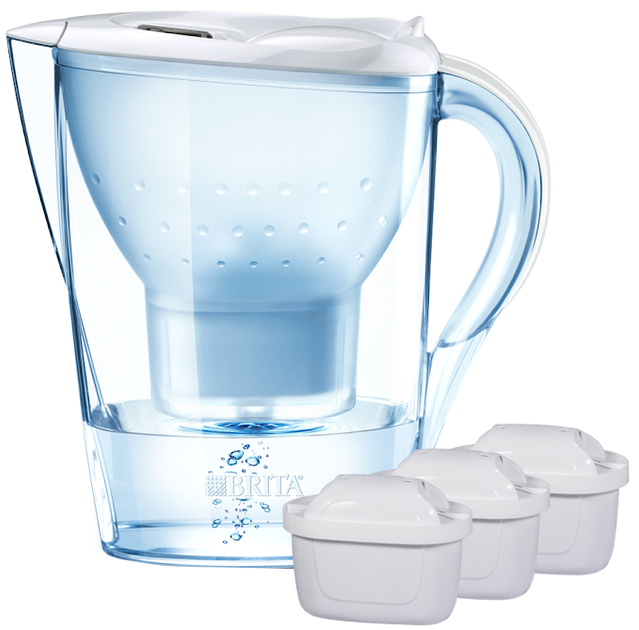 Фільтр-глечик Brita Marella Memo + 3 картриджі 2.4 л білий - зображення 1