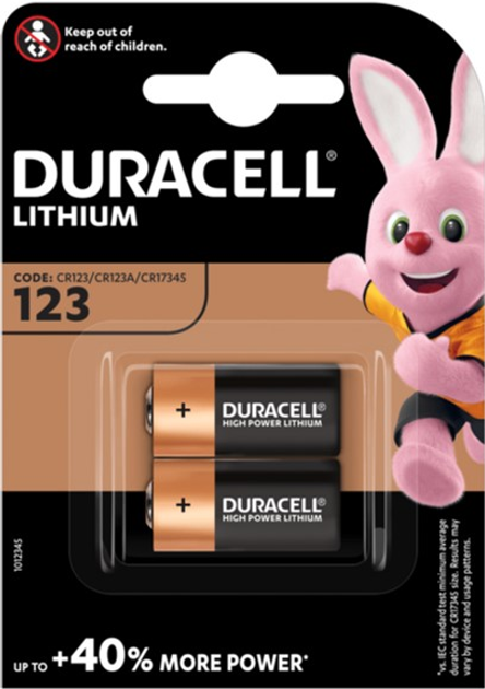 Baterie litowe Duracell Ultra High Power 123 3 V CR123 / CR123A / CR17345 2 szt. (5000394020320) - obraz 2
