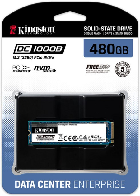 Dysk SSD Kingston DC1000B 480GB NVMe M.2 2280 PCIe 3.0 x4 3D NAND TLC (SEDC1000BM8/480G) - obraz 3