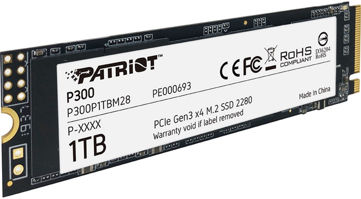 Dysk SSD Patriot P300 1TB M.2 2280 NVMe PCIe 3.0 x4 3D NAND TLC (P300P1TBM28) - obraz 2