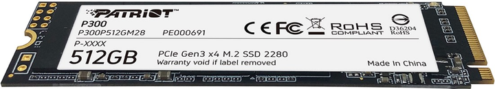 Dysk SSD Patriot P300 512GB M.2 2280 NVMe PCIe 3.0 x4 3D NAND TLC (P300P512GM28) - obraz 4