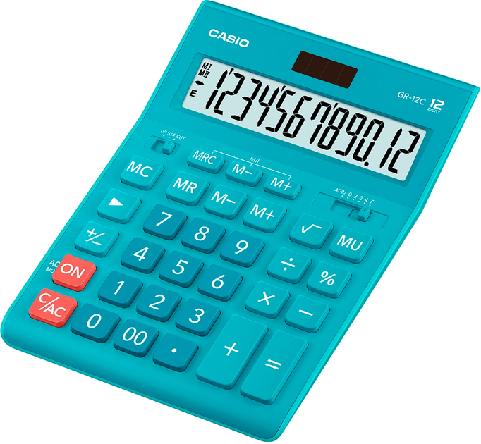 Калькулятор Casio 12-розрядний 155х209х34.5 Блакитний (GR-12C-LB-W-EP) - зображення 1