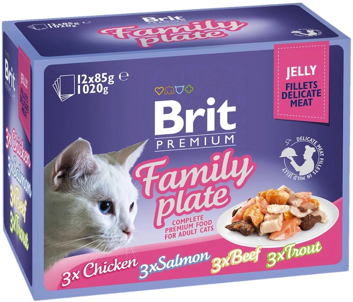 Mokra karma dla kotów BRIT Premium Mix smaków w galaretce - saszetki 12x85g (8595602519408) - obraz 1