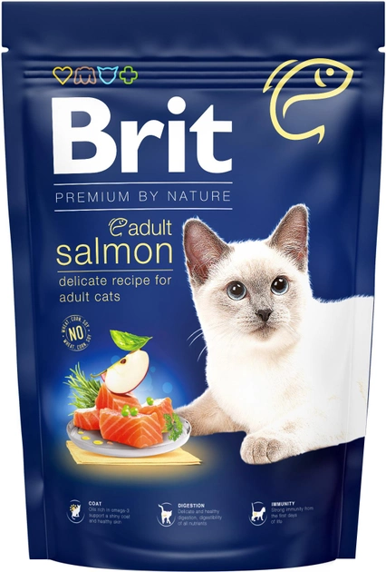 Sucha karma dla kotów BRIT Premium by Nature z łososiem 1.5 kg (8595602553136) - obraz 1