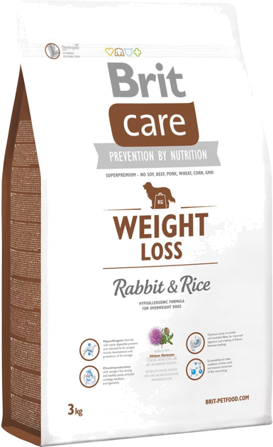 Sucha karma dla psów z nadwagą Brit Care Weight Loss Rabbit & Rice 3 kg (8595602510337) - obraz 2