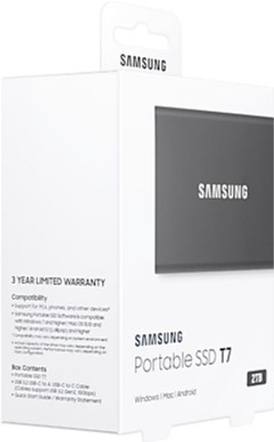 Dysk SSD Samsung Portable T7 2TB USB 3.2 Type-C (MU-PC2T0T/WW) External Grey - obraz 10