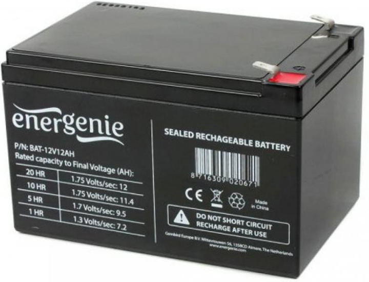 Akumulator EnerGenie 12V 12Ah (BAT-12V12AH) - obraz 1