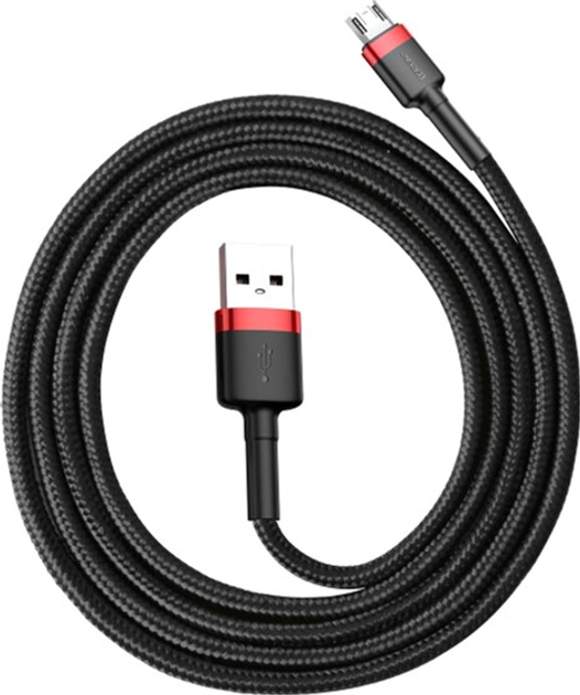 Кабель Baseus Cafule Cable USB For Micro 2.4 A 1 м Червоний + Чорний (CAMKLF-B91) - зображення 2