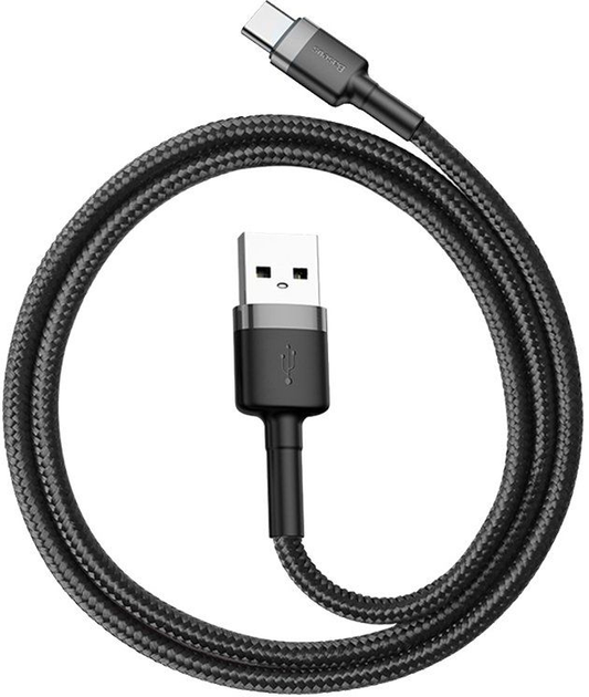 Кабель Baseus Cafule Cable USB for Type-C 3A 0.5 м Gray/Black (CATKLF-AG1) - зображення 1