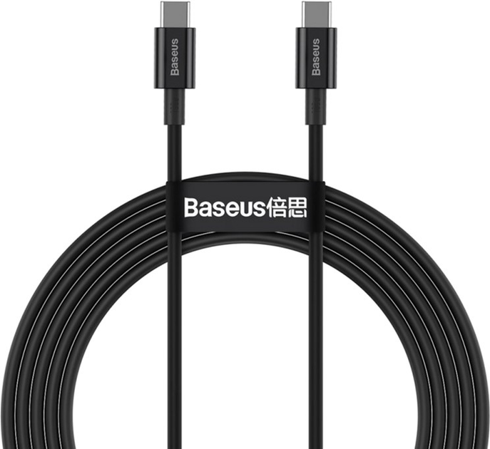 Szybko ładujący kabel danych Baseus Superior Series Type-C do Type-C 100W 1 m Czarny (CATYS-B01) - obraz 1