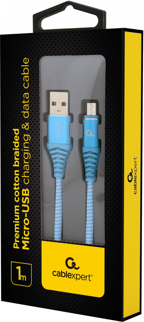 Кабель Cablexpert USB — MicroUSB 1 м Blue/White (CC-USB2B-AMmBM-1M-VW) - зображення 2